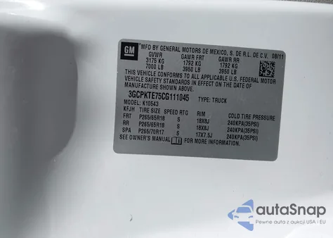 2012 Chevrolet Silverado 1500 Ltz from USA, damaged, VIN 3GCPKTE75CG111045